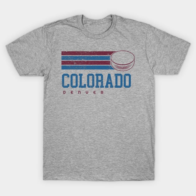 Colorado Hockey Retro Vintage Stripes T-Shirt by Ruffeli